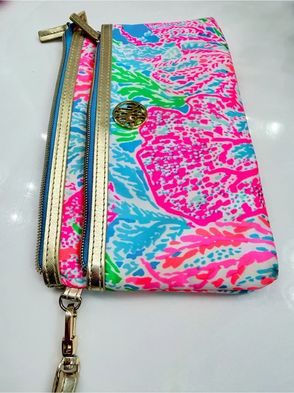 Lilly Pulitzer Wristlet with Gold Trim